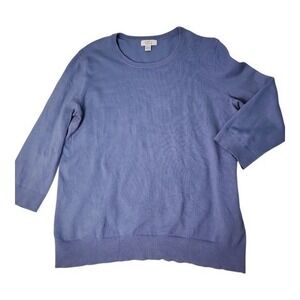 Lord & Taylor Knit Top Women Large Blue 3/4 Sleeve Classic Professional Pullover